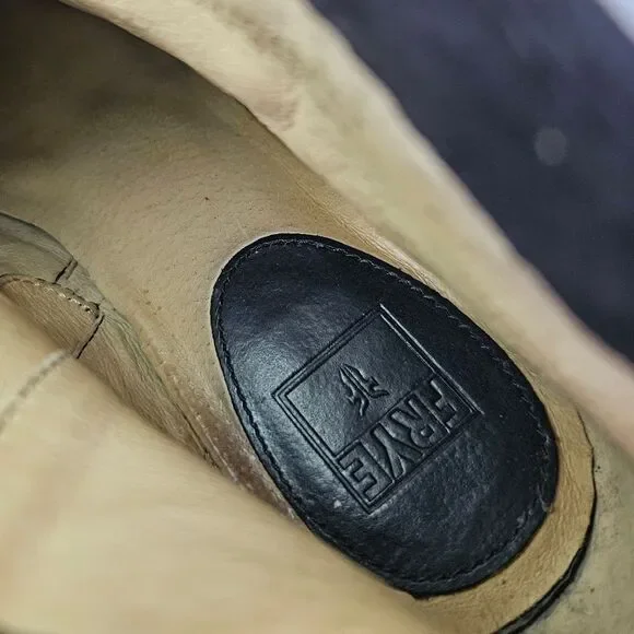 Frye Renee Seam Short Leather Stacked Heel Pointed Toe Boot Bootie In Black 9 - Picture 15 of 16